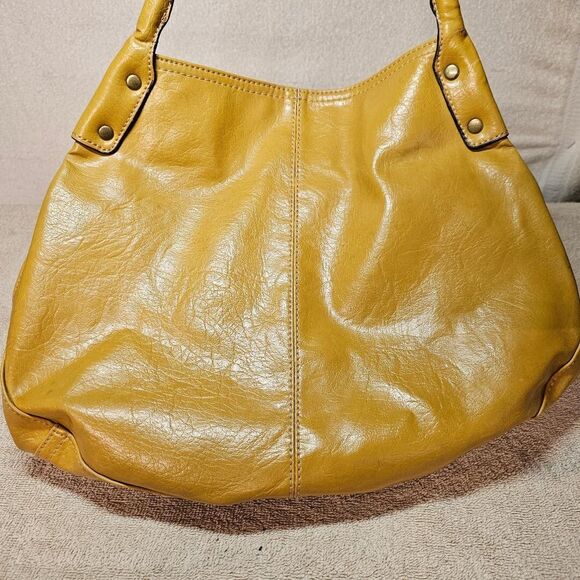AXCESS LIZ CLAIBORNE LARGE MUSTARD FAUX LEATHER HOBO PURSE-SHOULDER BAG L@@K!! - Picture 7 of 14